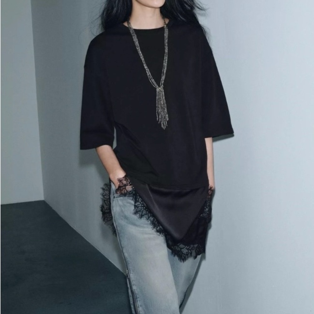Zara Lace T-shirt Combo Small